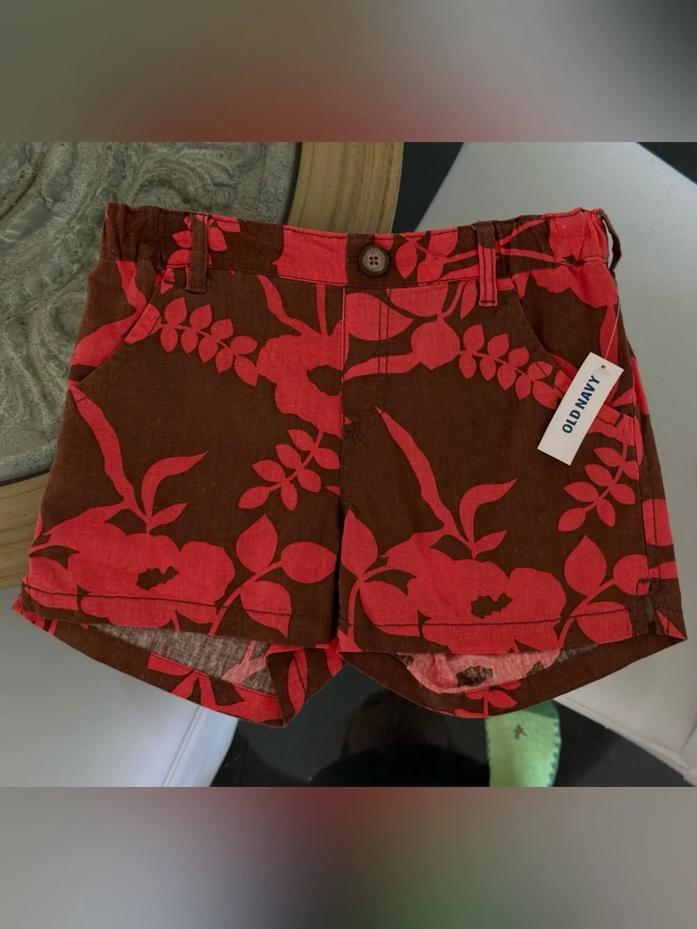 Old Navy Brown and Red Floral Kids Shorts